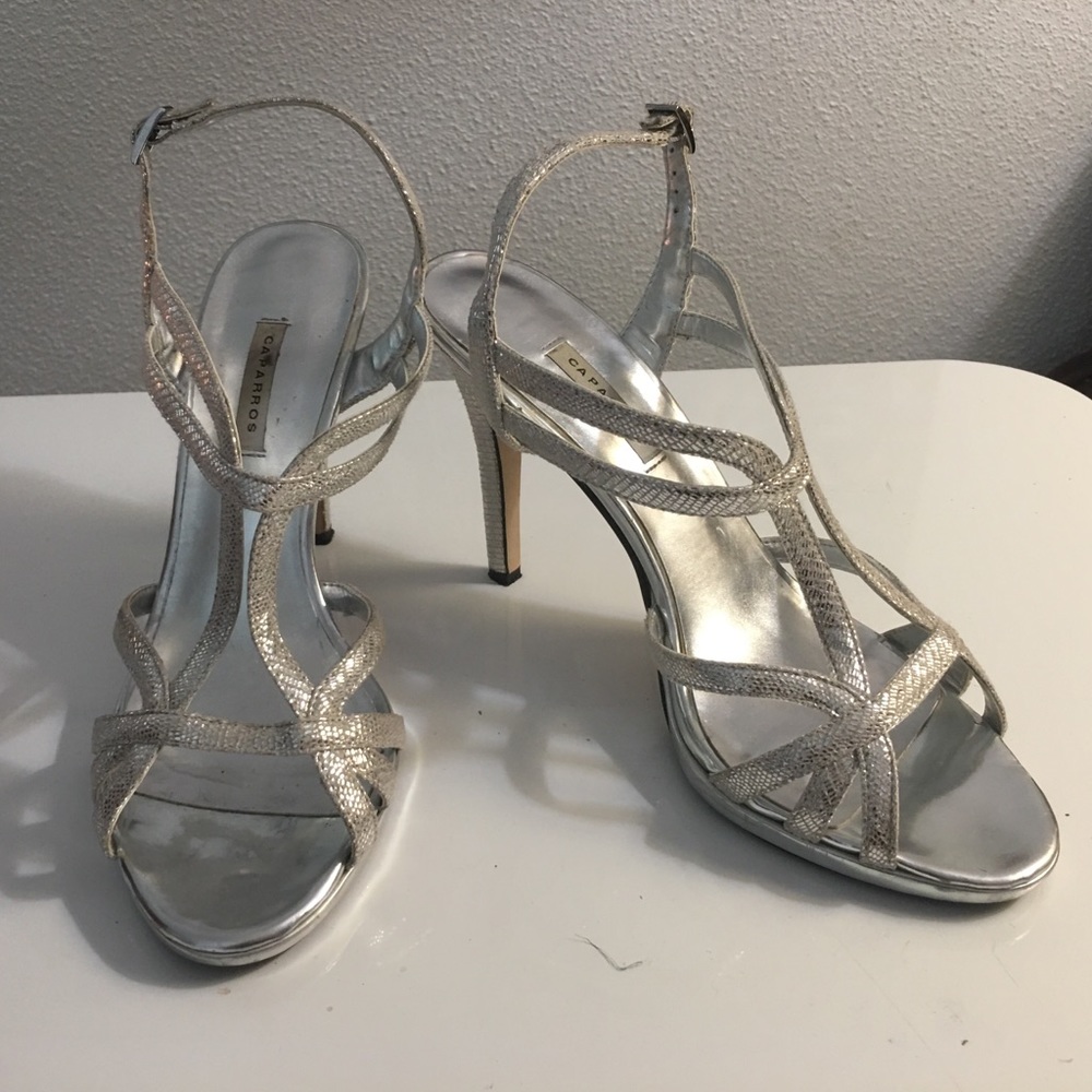 Silver high heels stilettos